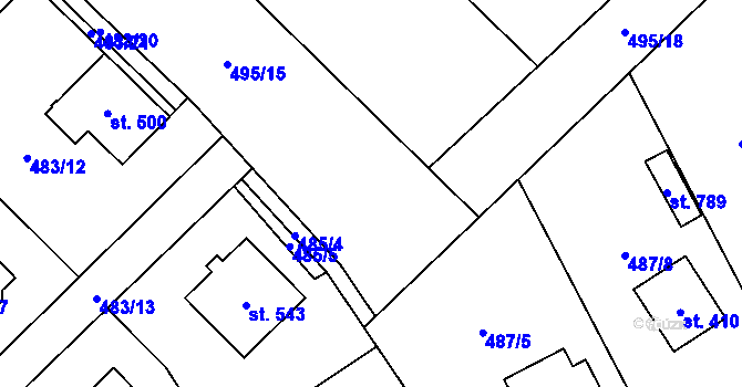 Parcela st. 495/17 v KÚ Dolní Studénky, Katastrální mapa