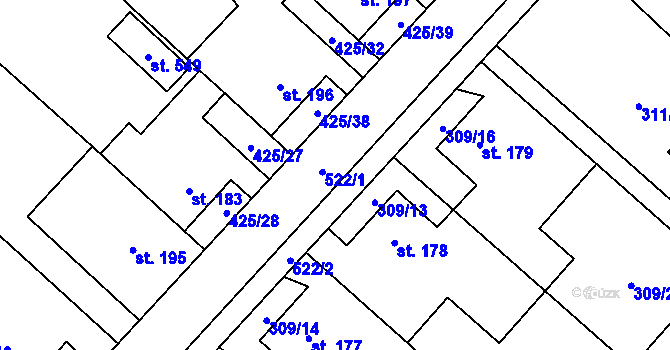 Parcela st. 522 v KÚ Dolní Studénky, Katastrální mapa