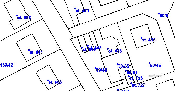 Parcela st. 648 v KÚ Dolní Studénky, Katastrální mapa