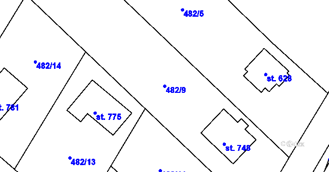 Parcela st. 482/9 v KÚ Dolní Studénky, Katastrální mapa