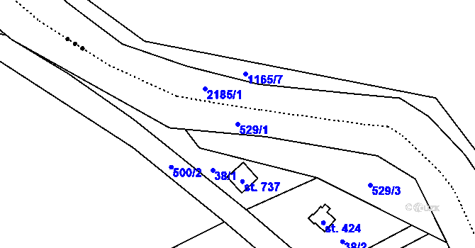 Parcela st. 529/1 v KÚ Dolní Studénky, Katastrální mapa