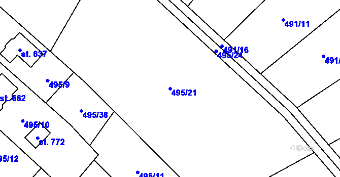 Parcela st. 495/21 v KÚ Dolní Studénky, Katastrální mapa