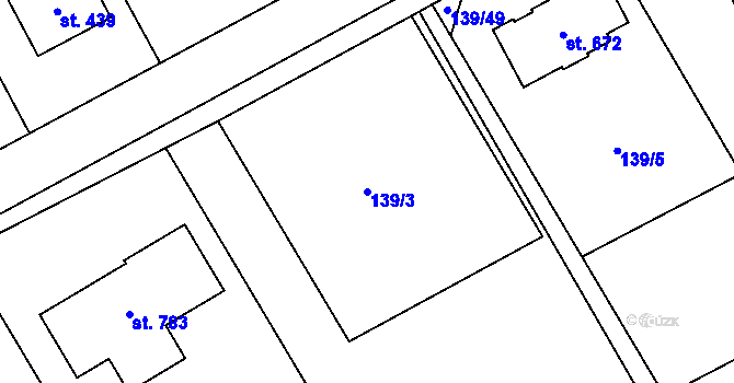 Parcela st. 139/3 v KÚ Dolní Studénky, Katastrální mapa