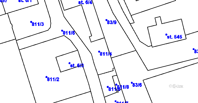 Parcela st. 811/4 v KÚ Dolní Studénky, Katastrální mapa