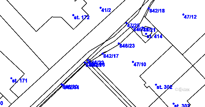 Parcela st. 842/17 v KÚ Dolní Studénky, Katastrální mapa