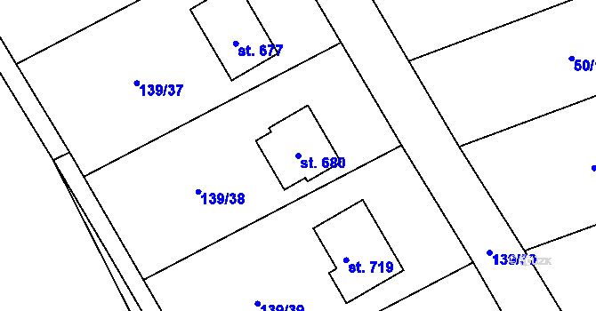 Parcela st. 680 v KÚ Dolní Studénky, Katastrální mapa