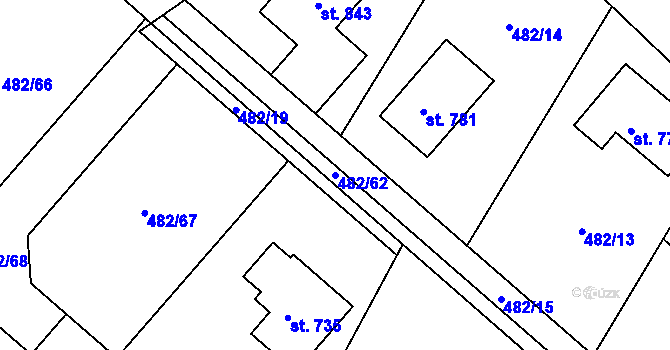 Parcela st. 482/62 v KÚ Dolní Studénky, Katastrální mapa