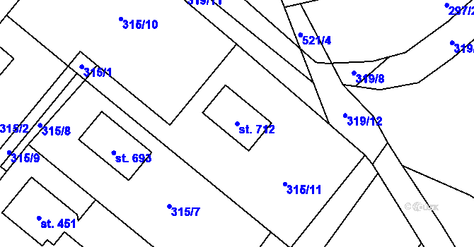 Parcela st. 712 v KÚ Dolní Studénky, Katastrální mapa