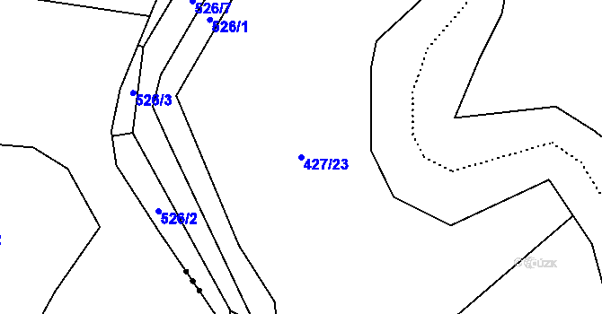 Parcela st. 427/23 v KÚ Dolní Studénky, Katastrální mapa