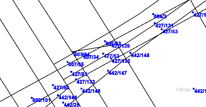 Parcela st. 427/52 v KÚ Dolní Studénky, Katastrální mapa