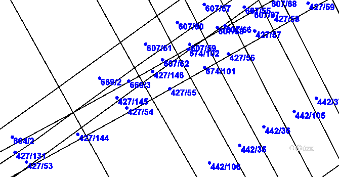 Parcela st. 427/55 v KÚ Dolní Studénky, Katastrální mapa