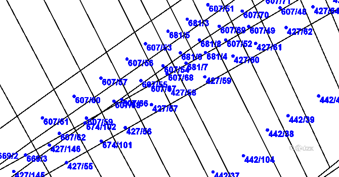 Parcela st. 427/58 v KÚ Dolní Studénky, Katastrální mapa