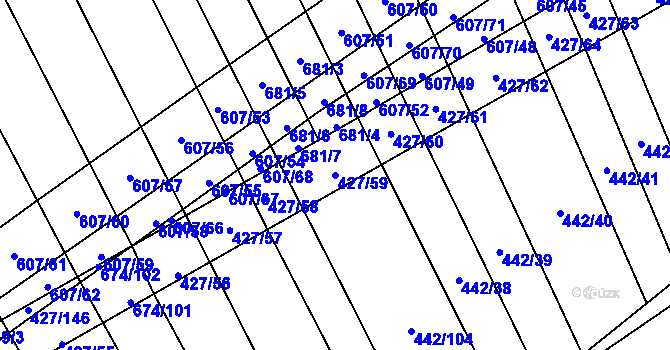 Parcela st. 427/59 v KÚ Dolní Studénky, Katastrální mapa