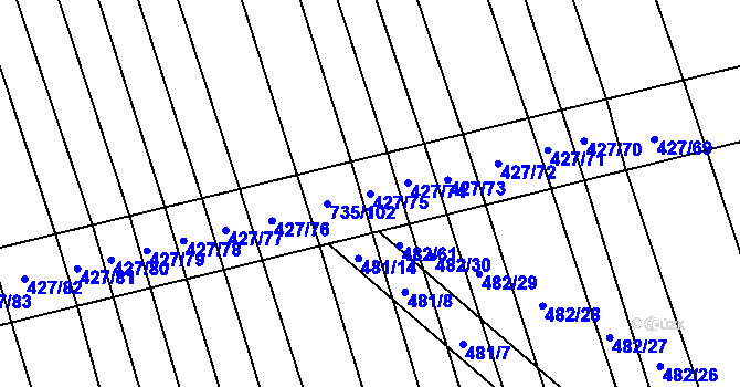 Parcela st. 427/75 v KÚ Dolní Studénky, Katastrální mapa