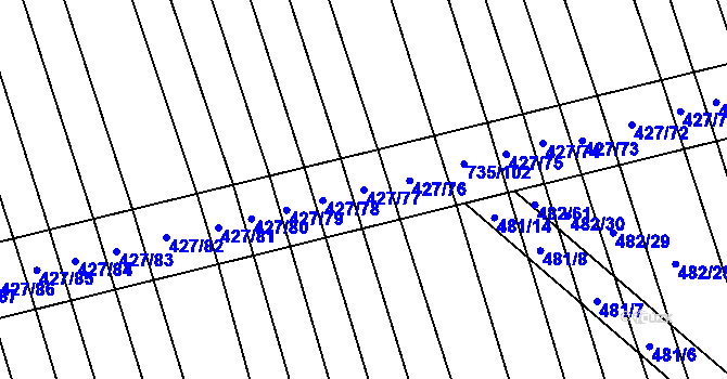 Parcela st. 427/77 v KÚ Dolní Studénky, Katastrální mapa