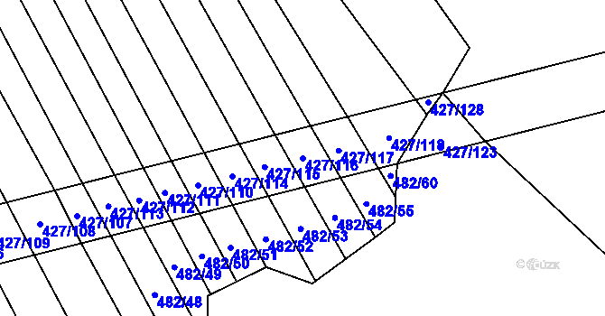 Parcela st. 427/116 v KÚ Dolní Studénky, Katastrální mapa