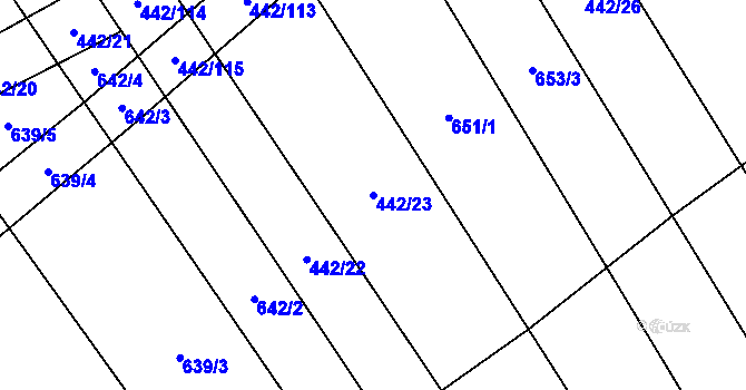Parcela st. 442/23 v KÚ Dolní Studénky, Katastrální mapa