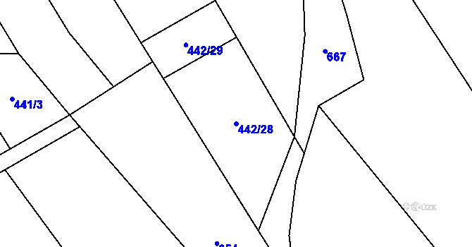 Parcela st. 442/28 v KÚ Dolní Studénky, Katastrální mapa