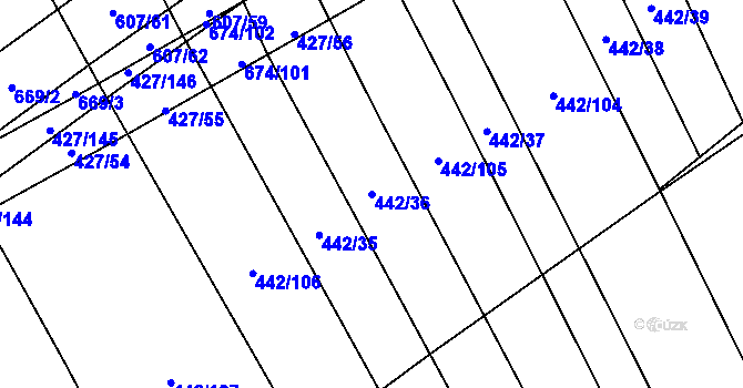 Parcela st. 442/36 v KÚ Dolní Studénky, Katastrální mapa