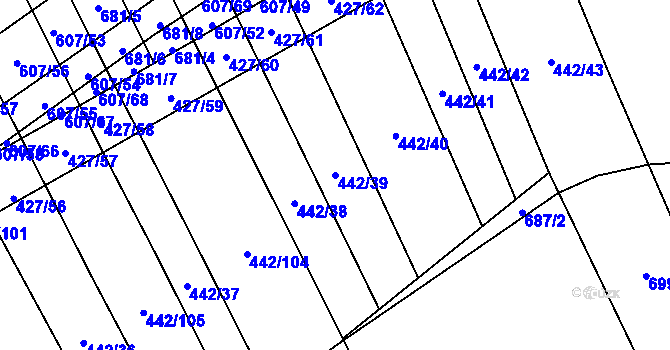 Parcela st. 442/39 v KÚ Dolní Studénky, Katastrální mapa