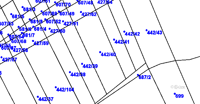 Parcela st. 442/40 v KÚ Dolní Studénky, Katastrální mapa