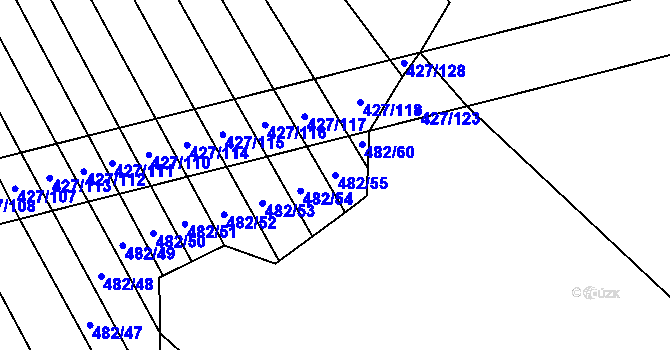 Parcela st. 482/55 v KÚ Dolní Studénky, Katastrální mapa