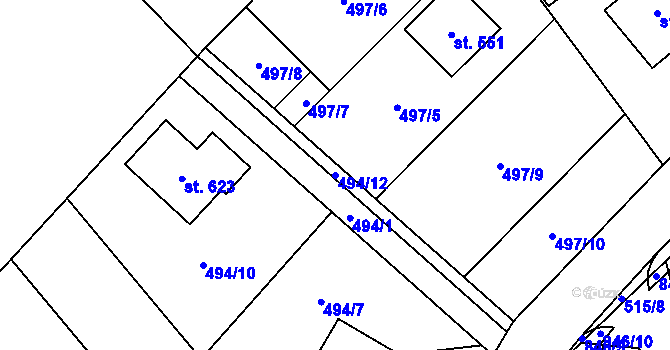 Parcela st. 494/12 v KÚ Dolní Studénky, Katastrální mapa