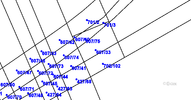Parcela st. 607/33 v KÚ Dolní Studénky, Katastrální mapa