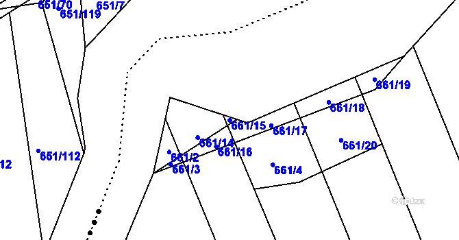Parcela st. 661/15 v KÚ Dolní Studénky, Katastrální mapa