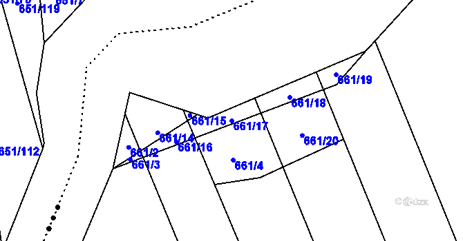 Parcela st. 661/17 v KÚ Dolní Studénky, Katastrální mapa