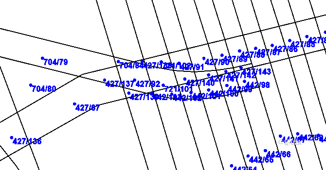 Parcela st. 721/101 v KÚ Dolní Studénky, Katastrální mapa