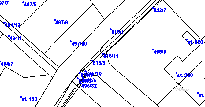 Parcela st. 846/11 v KÚ Dolní Studénky, Katastrální mapa
