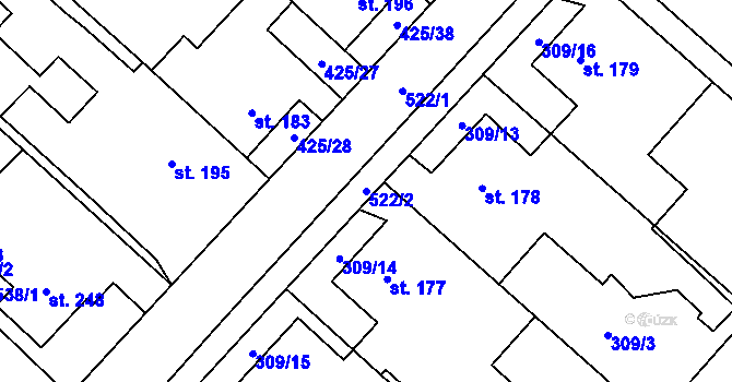 Parcela st. 522/2 v KÚ Dolní Studénky, Katastrální mapa