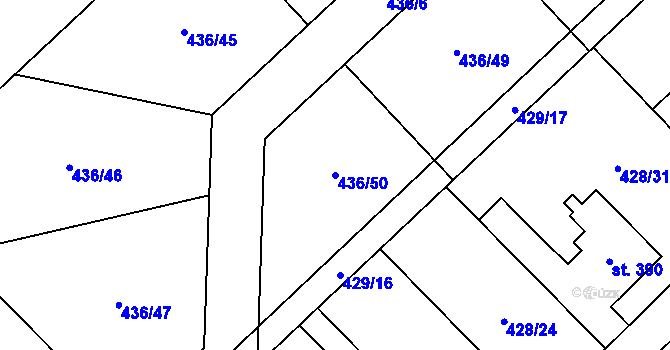 Parcela st. 436/50 v KÚ Dolní Studénky, Katastrální mapa