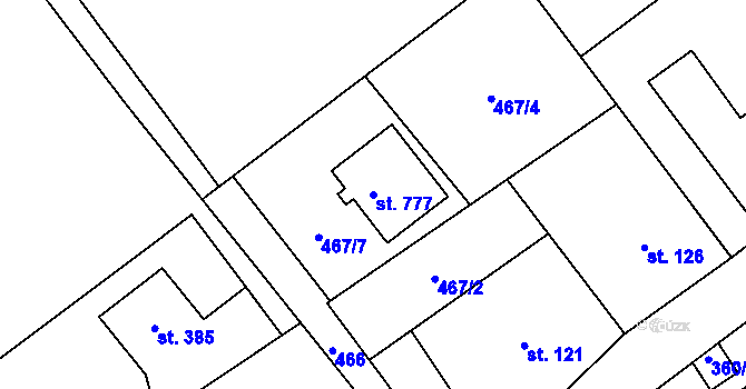 Parcela st. 777 v KÚ Dolní Studénky, Katastrální mapa