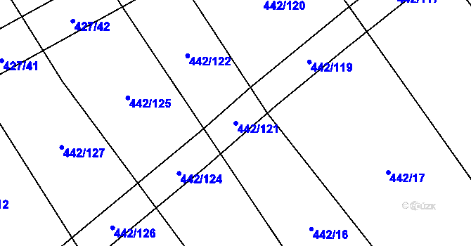 Parcela st. 442/121 v KÚ Dolní Studénky, Katastrální mapa