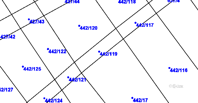 Parcela st. 442/119 v KÚ Dolní Studénky, Katastrální mapa