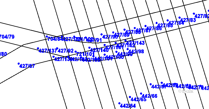 Parcela st. 442/100 v KÚ Dolní Studénky, Katastrální mapa