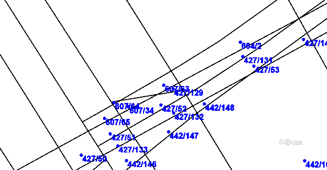 Parcela st. 607/63 v KÚ Dolní Studénky, Katastrální mapa