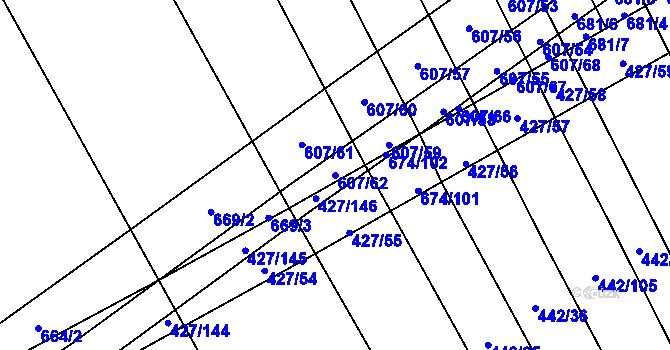 Parcela st. 607/62 v KÚ Dolní Studénky, Katastrální mapa