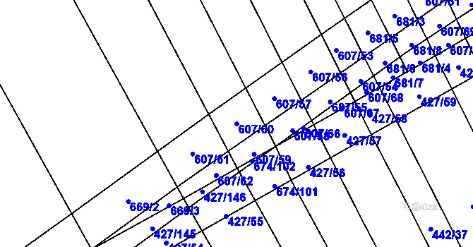 Parcela st. 607/60 v KÚ Dolní Studénky, Katastrální mapa