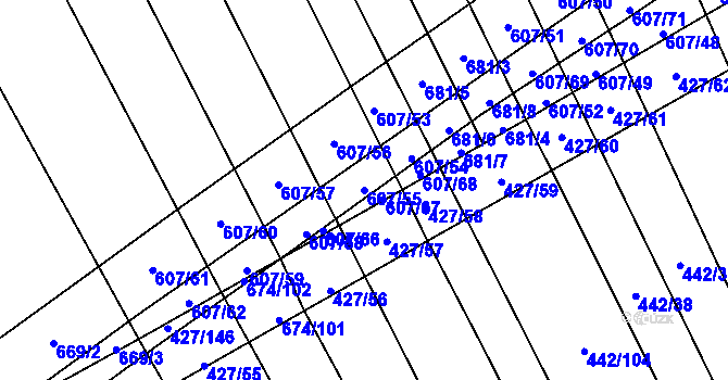 Parcela st. 607/55 v KÚ Dolní Studénky, Katastrální mapa