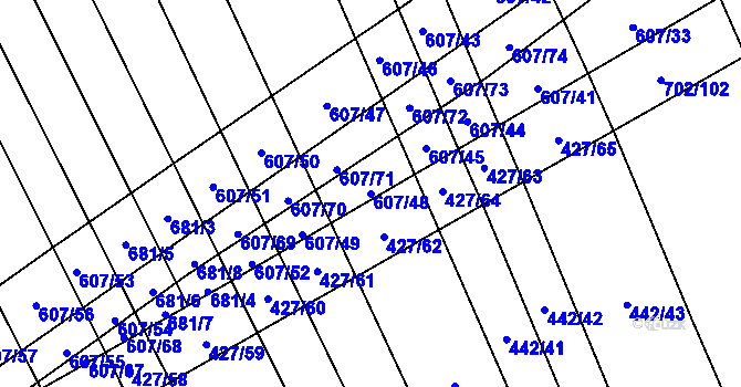 Parcela st. 607/48 v KÚ Dolní Studénky, Katastrální mapa