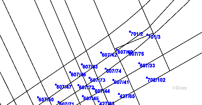 Parcela st. 607/42 v KÚ Dolní Studénky, Katastrální mapa