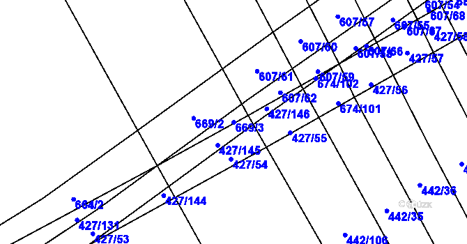 Parcela st. 669/3 v KÚ Dolní Studénky, Katastrální mapa