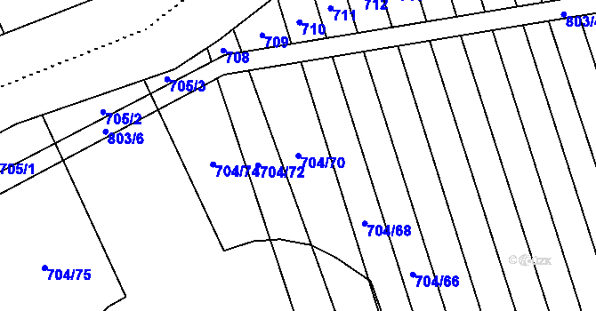Parcela st. 704/70 v KÚ Dolní Studénky, Katastrální mapa