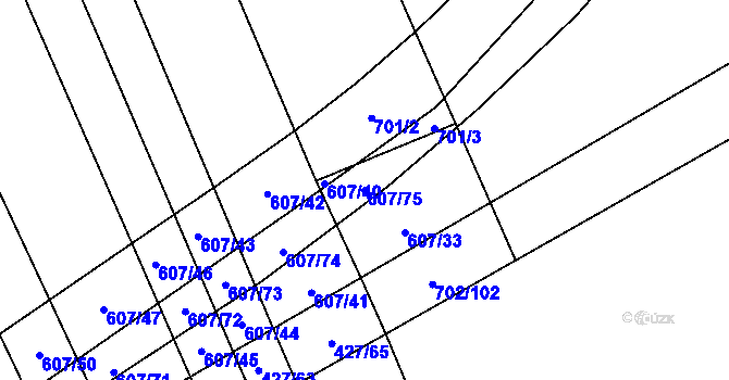 Parcela st. 607/75 v KÚ Dolní Studénky, Katastrální mapa