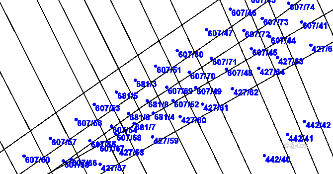 Parcela st. 607/69 v KÚ Dolní Studénky, Katastrální mapa