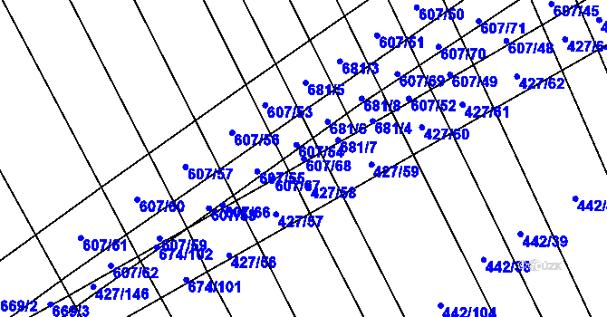 Parcela st. 607/68 v KÚ Dolní Studénky, Katastrální mapa