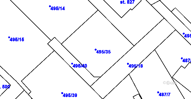 Parcela st. 495/35 v KÚ Dolní Studénky, Katastrální mapa